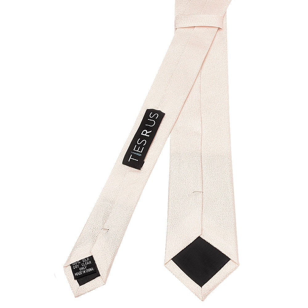 Blush Pink Textured Silk Skinny Mens Tie 3