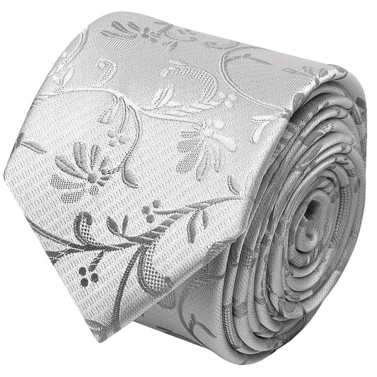 Silver Floral Skinny Boys Tie