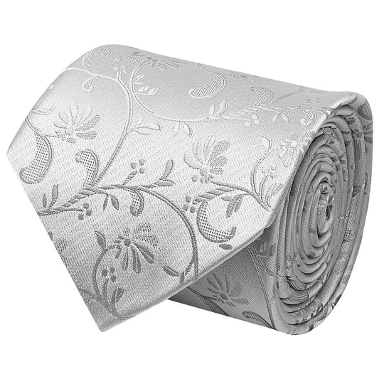 Silver Floral Classic Mens Tie 2