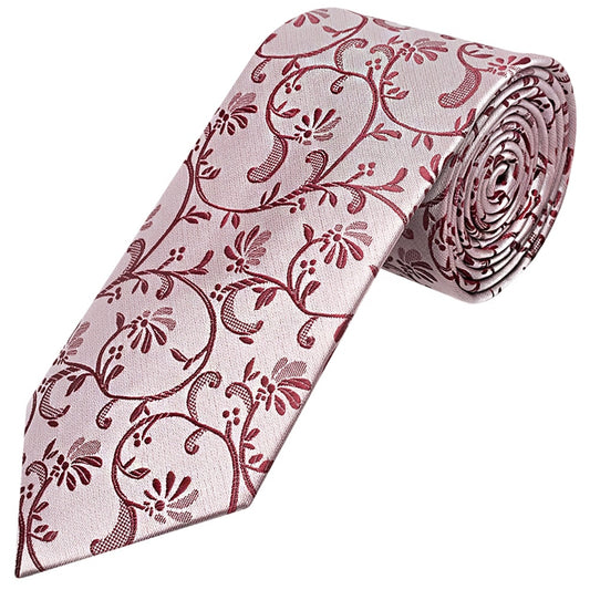 Burgundy Floral Classic Mens Tie And Pocket Square Set 2