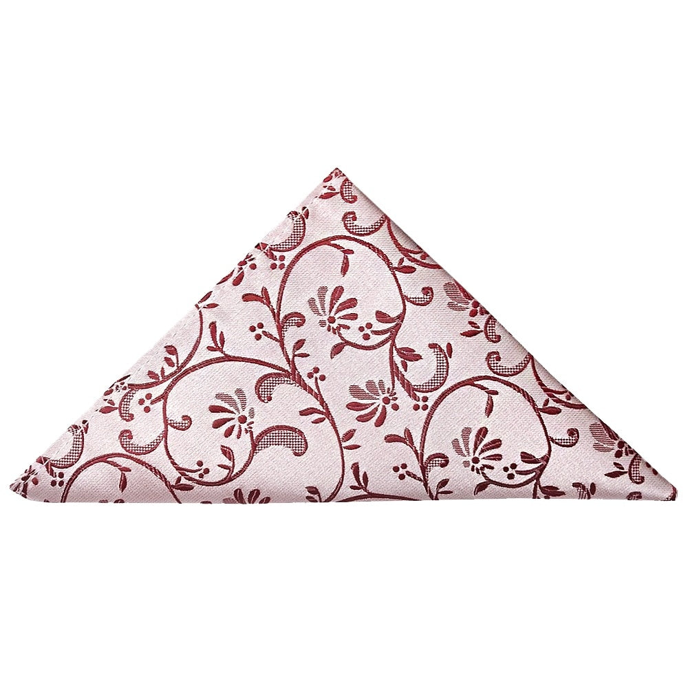 Burgundy Floral Classic Mens Tie And Pocket Square Set 5