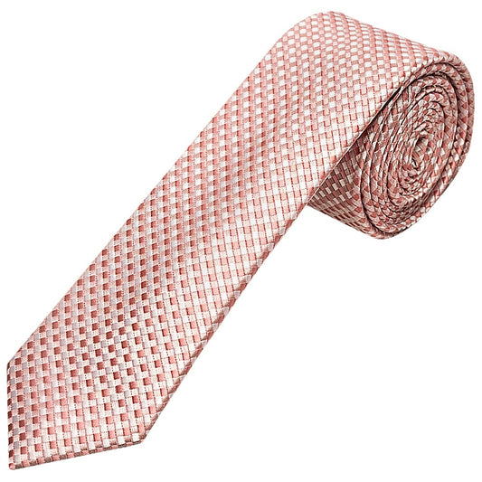 Rose Gold Diamond Neat Skinny Mens Tie And Pocket Square Set 2