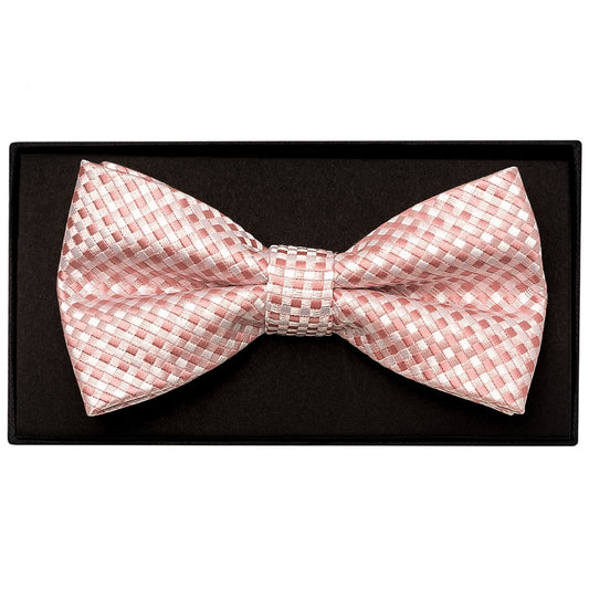Rose Gold Diamond Neat Mens Bow Tie And Pocket Square Set 2