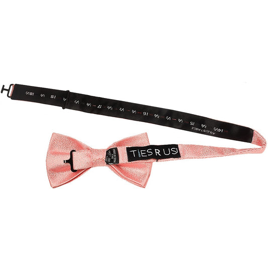Plain Pink Textured Silk Mens Bow Tie 2