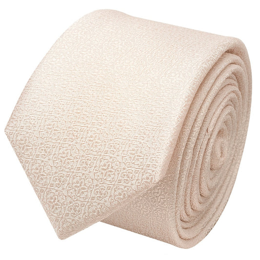 Blush Self Floral Textured Silk Skinny Boys Tie 2