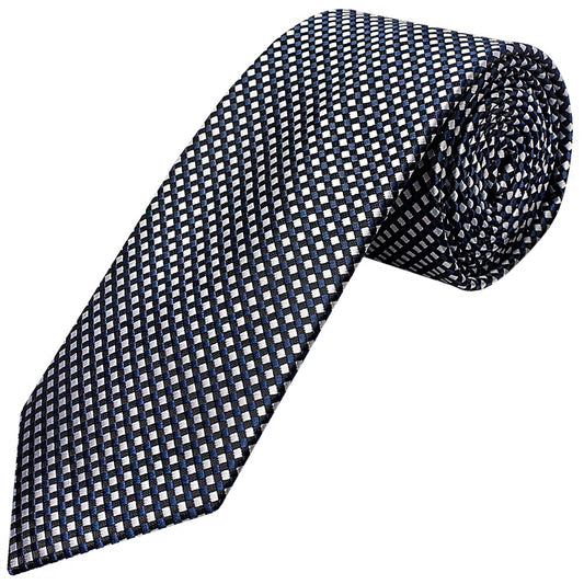 Navy Diamond Neat Classic Mens Tie And Pocket Square Set 2