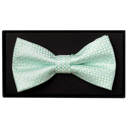 Mint Green Diamond Neat Mens Bow Tie And Pocket Square Set 2