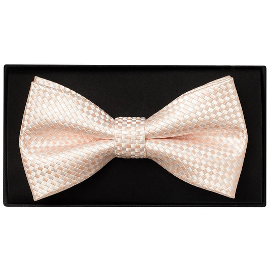 Blush Diamond Neat Mens Bow Tie And Pocket Square Set 2