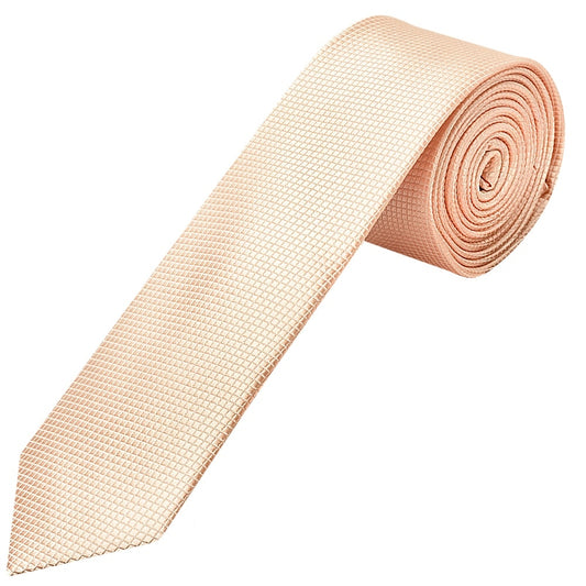Light Peach Diamond Skinny Boys Tie And Pocket Square Set 2