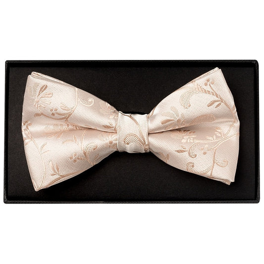 Nude Floral Handmade Mens Bow Tie And Pocket Square Set 2