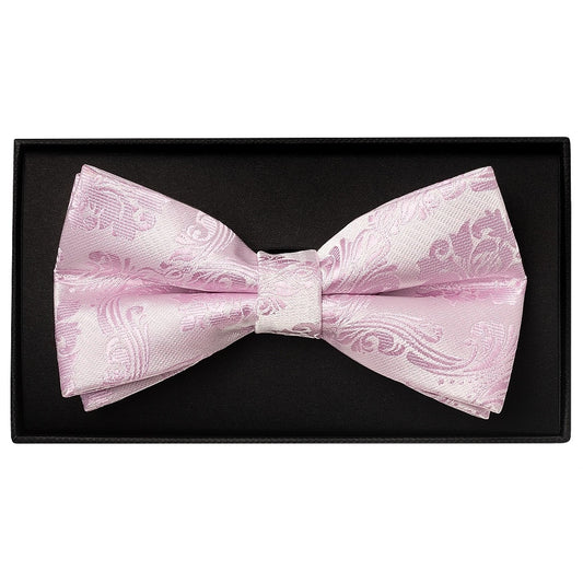 Light Dusty Pink Paisley Handmade Mens Bow Tie And Pocket Square Set 2