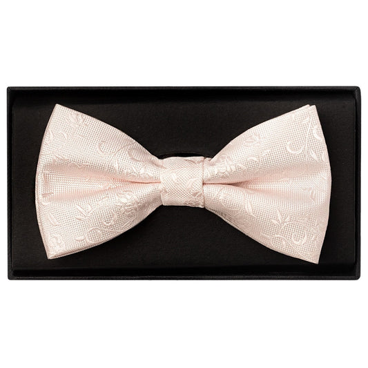 Blush Textured Floral Mens Bow Tie and Pocket Square Set