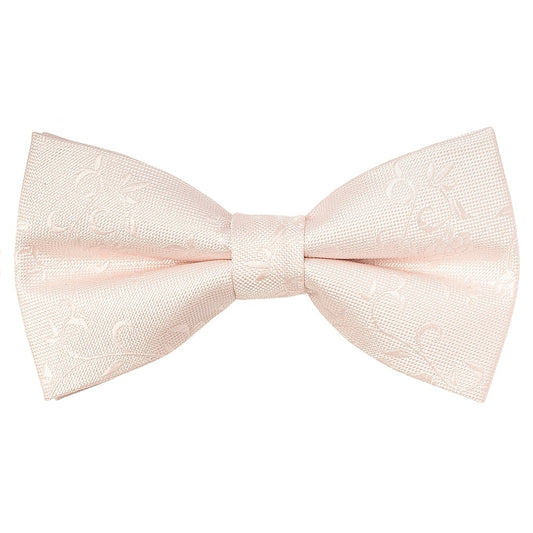 Pre Tied Blush Textured Floral Boys Bow Tie And Pocket Square Set 2