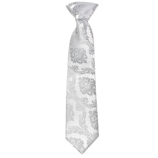 Pre Tied Silver Paisley Boys Tie And Pocket Square Set Age 4 7 2