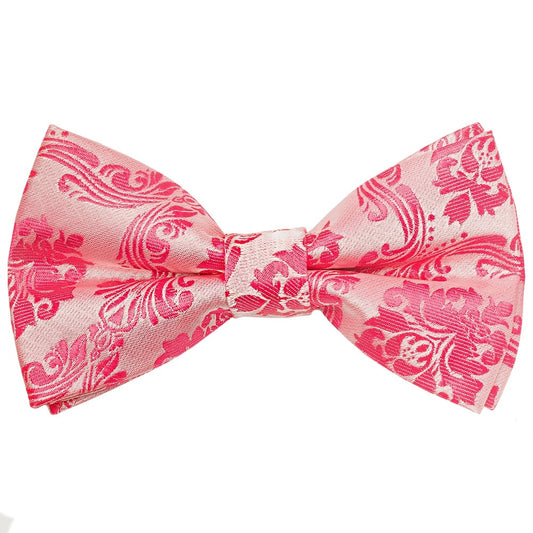 Pre Tied Light Coral Paisley Boys Bow Tie And Pocket Square Set 2