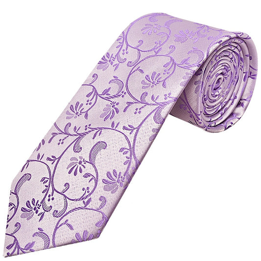 Cadbury Purple Floral Classic Mens Tie And Pocket Square Set 2