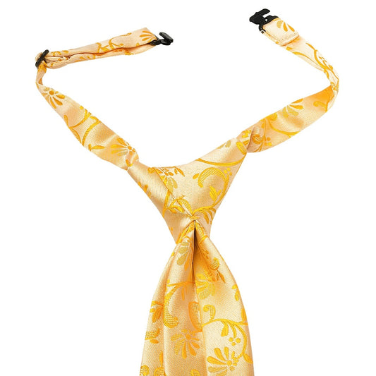 Pre Tied Bright Yellow Floral Boys Tie Age 4 7 2