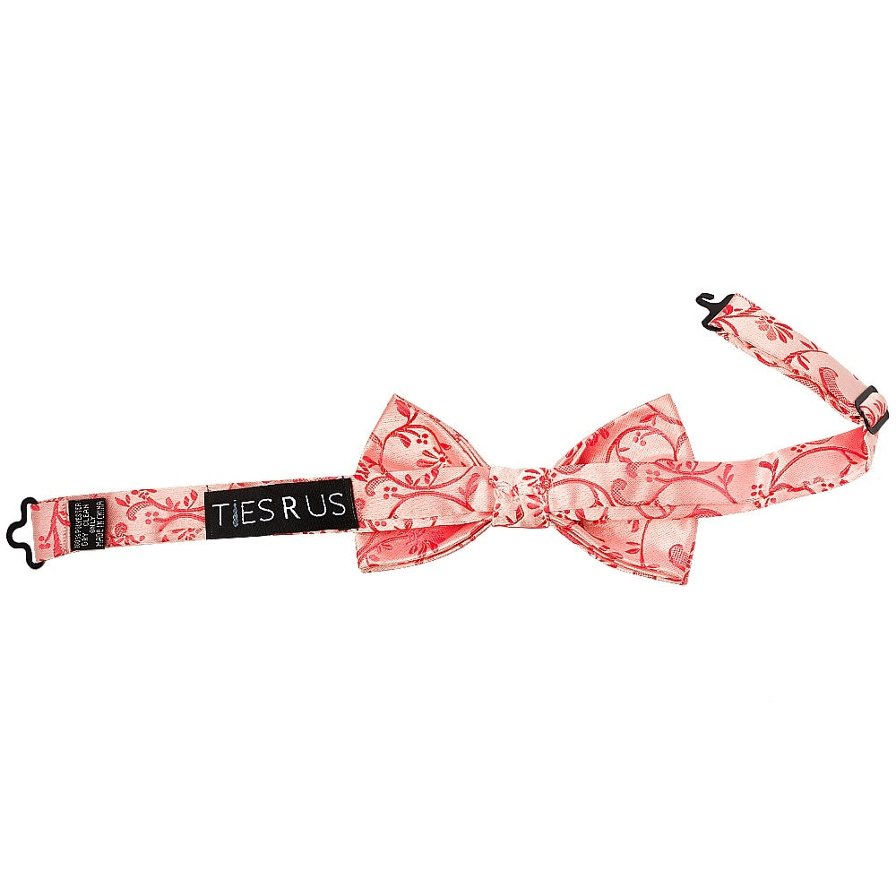 Pre Tied Coral Pink Floral Boys Bow Tie Age 8 11 2