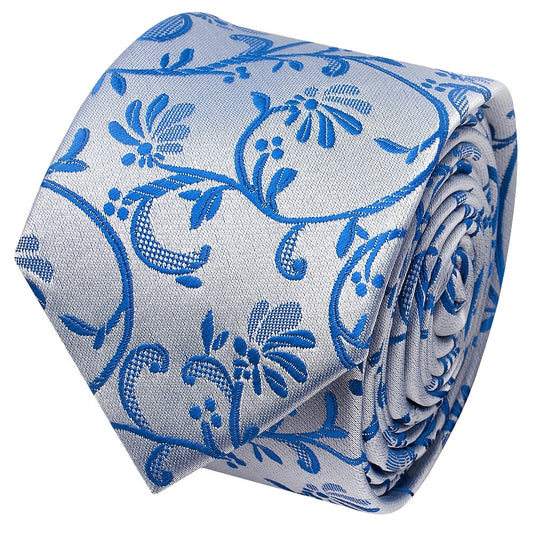 Royal Blue Floral Skinny Boys Tie 2