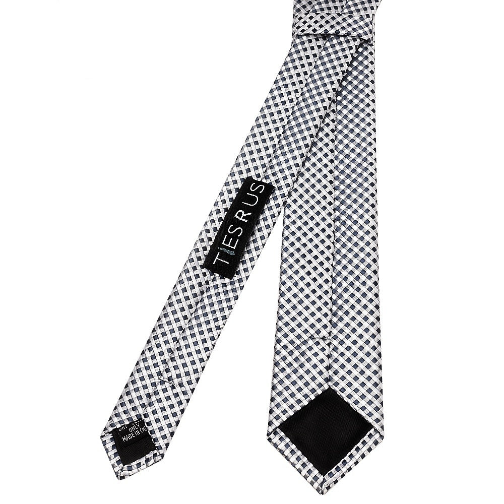 Silver Diamond Neat Skinny Boys Tie 3