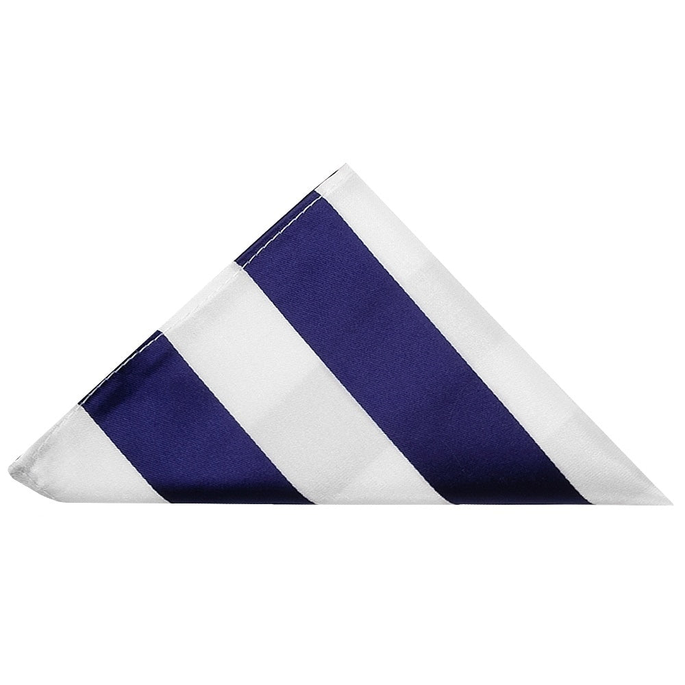 Navy And White Striped Skinny Boys Football Tie And Pocket Square Set 4