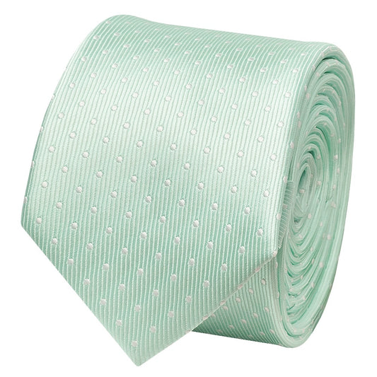 Mint Polka Dot Skinny Mens Tie 2