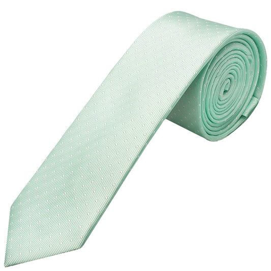 Mint Polka Dot Skinny Mens Tie and Pocket Square Set