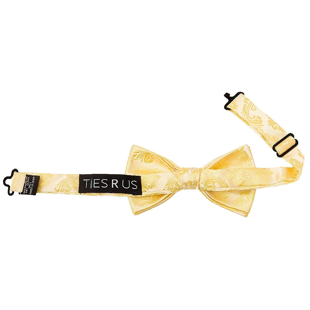 Pre Tied Gold Paisley Boys Bow Tie Age 4 7 2
