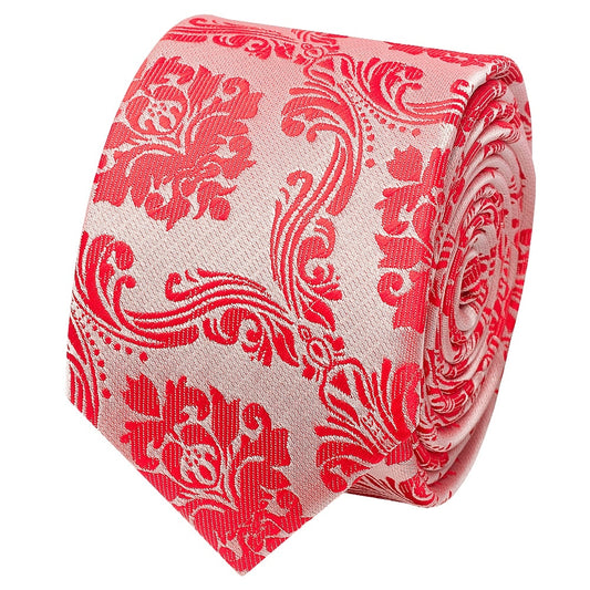 Bright Red Paisley Skinny Boys Tie 2