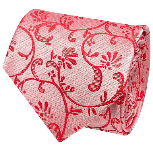 Bright Red Floral Classic Mens Tie 2