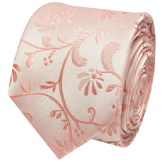 Rose Quartz Floral Skinny Boys Tie 2