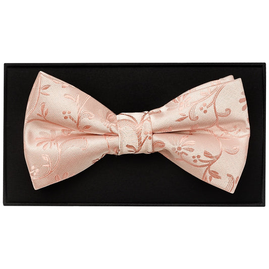 Rose Quartz Floral Handmade Mens Bow Tie And Pocket Square Set 2