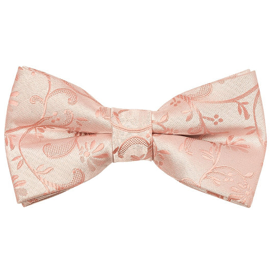 Pre Tied Rose Quartz Floral Boys Bow Tie And Pocket Square Set 2
