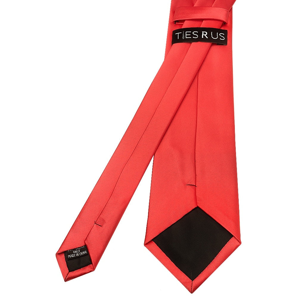 Plain Coral Pink Satin Classic Mens Tie 4