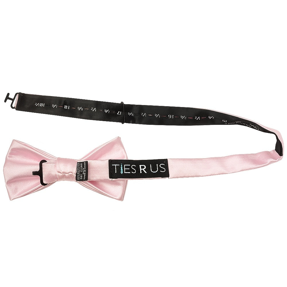 Plain Baby Pink Satin Mens Bow Tie 2