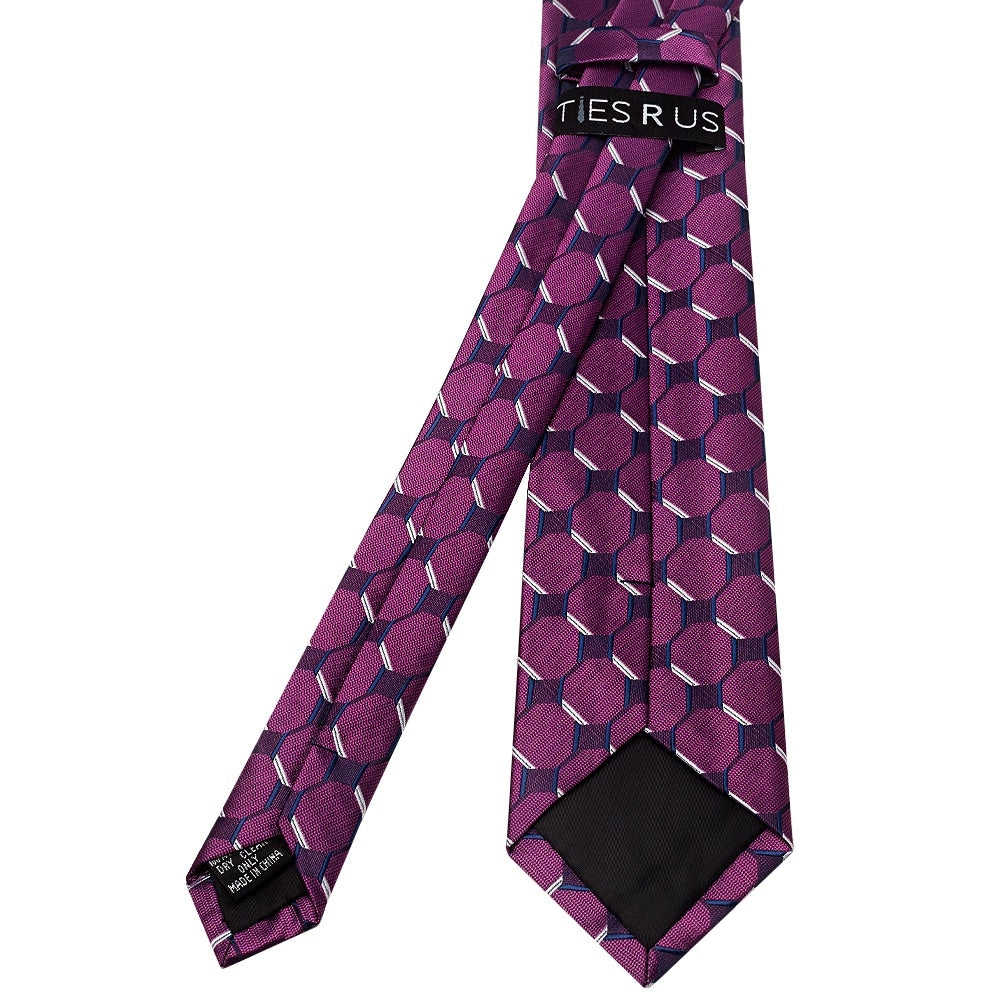 Slim Pink Check Plaid Mens Tie 3