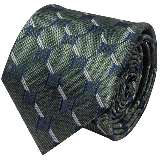 Slim Olive Check Plaid Mens Tie 2
