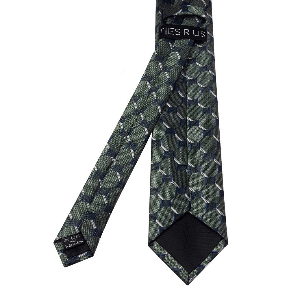 Slim Olive Check Plaid Mens Tie 3