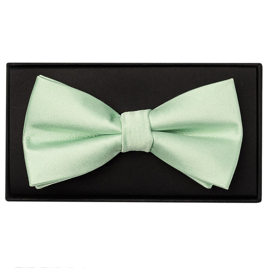Pale Mint Handmade Mens Bow Tie And Pocket Square Set 2