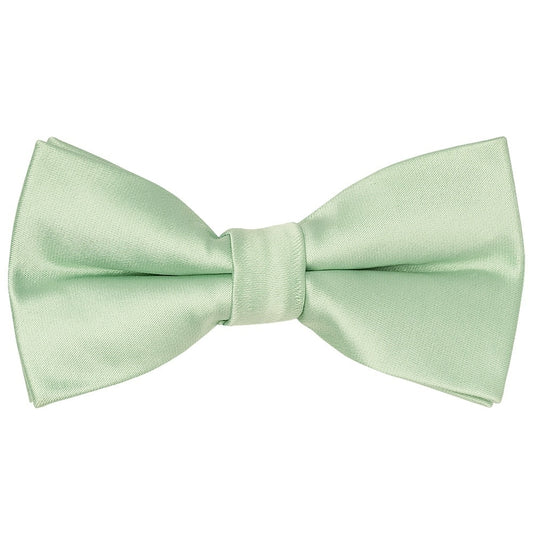 Pre Tied Pale Mint Satin Boys Bow Tie And Pocket Square Age 4 7 2