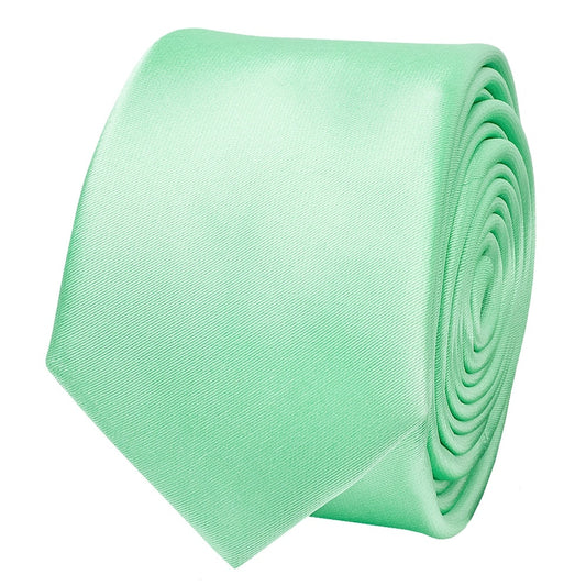 Plain Seafoam Green Boys Satin Skinny Tie 2