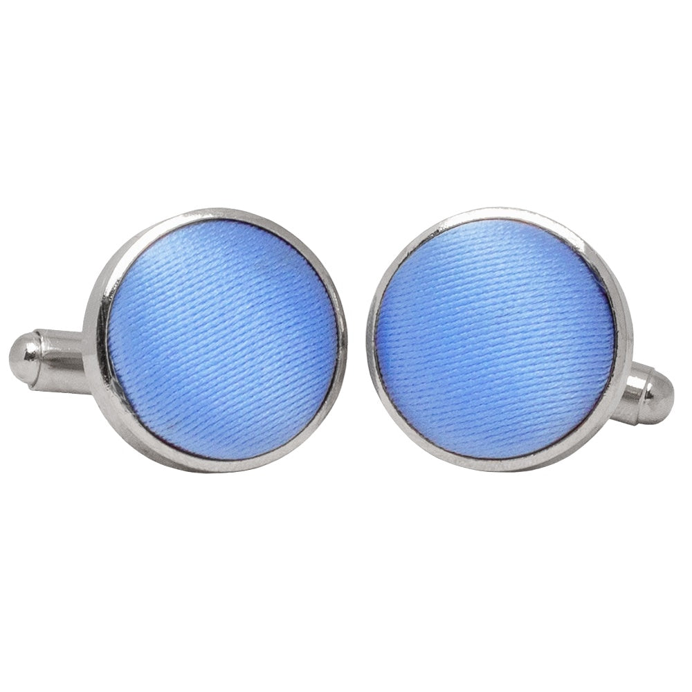 Plain Steel Blue Satin Cufflinks 1