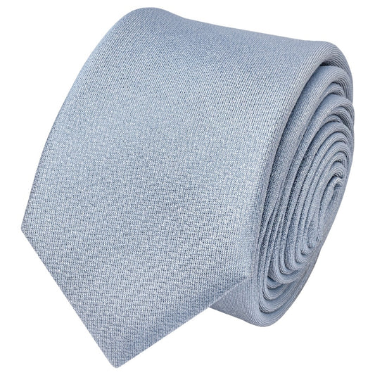 Plain Dusty Blue Silk Skinny Mens Tie 2