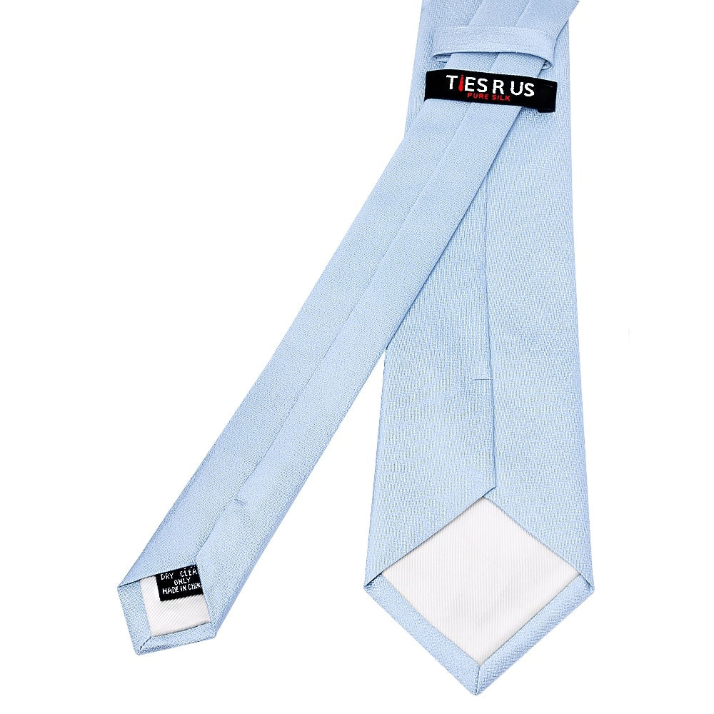 Plain Light Blue Silk Classic Mens Tie 3