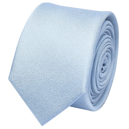 Plain Light Blue Silk Skinny Mens Tie 2