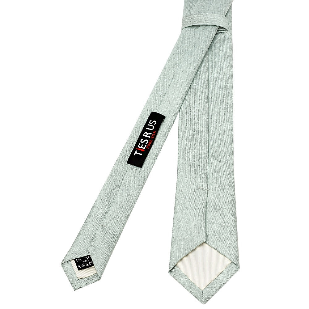 Plain Duck Egg Silk Skinny Mens Tie 3