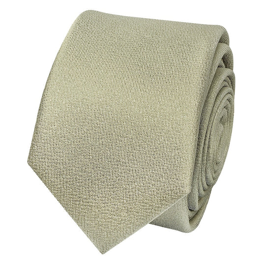 Plain Khaki Green Silk Skinny Mens Tie 2