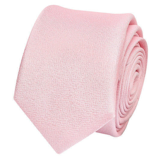 Plain Blush Pink Silk Skinny Mens Tie 2