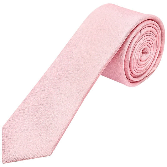 Plain Blush Pink Silk Skinny Mens Tie And Pocket Square Set 2