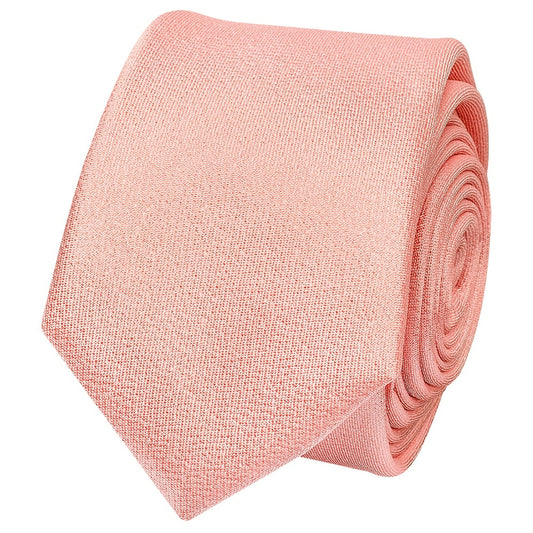 Plain Salmon Peach Silk Skinny Mens Tie 2